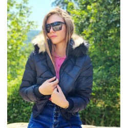 Дамско пухено яке с качулка, City Angels Jeans, Бежово, 6812